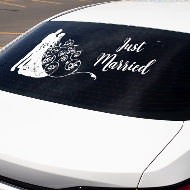 Wedding Bride and Groom Just Married Car Suv Window Cling (Creator Uploaded)