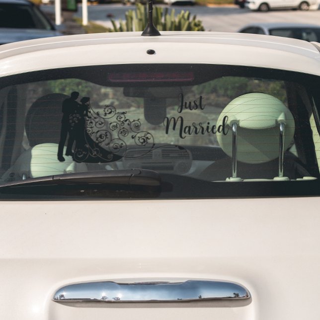 Wedding Bride and Groom Just Married Car Suv Window Cling (Creator Uploaded)