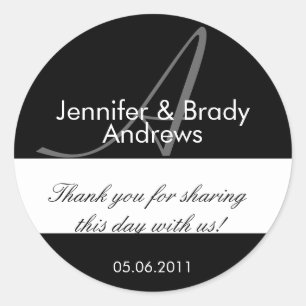 Wedding Bride and Groom Monogram A Favor Sticker