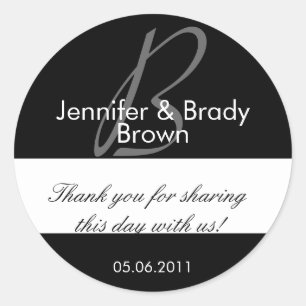 Wedding Bride and Groom Monogram B Favor Sticker