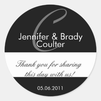 Wedding Bride and Groom Monogram C Favor Sticker