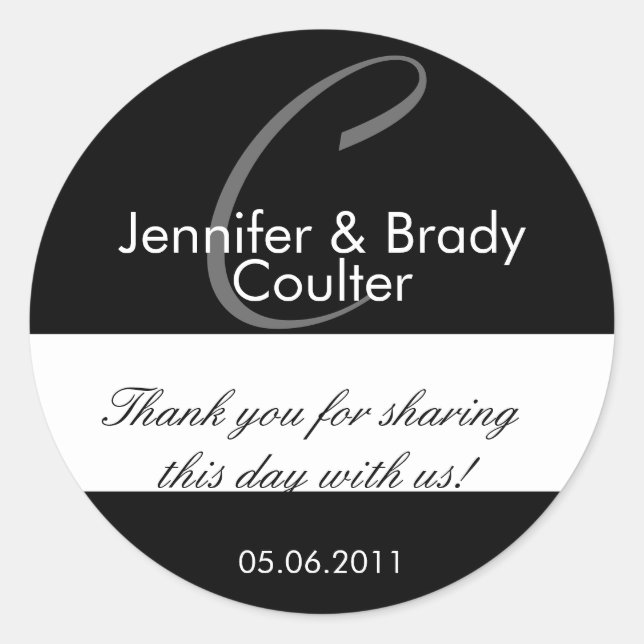 Wedding Bride and Groom Monogram C Favor Sticker (Front)