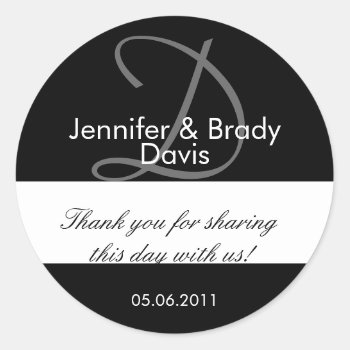 Wedding Bride And Groom Monogram D Favor Sticker by monogramgallery at Zazzle