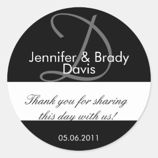 Wedding Bride and Groom Monogram D Favor Sticker
