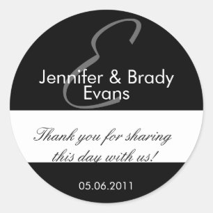 Wedding Bride and Groom Monogram E Favor Sticker