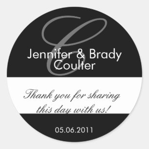 Wedding Bride and Groom Monogram Favor Sticker