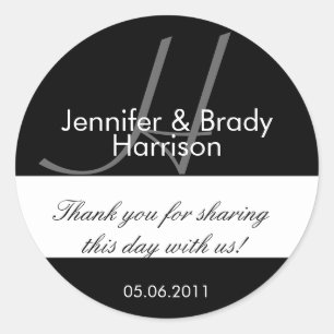 Wedding Bride and Groom Monogram H Favor Sticker