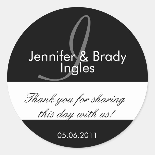 Wedding Bride and Groom Monogram I Favor Sticker (Front)