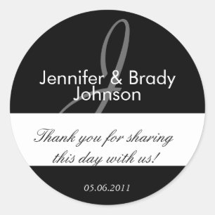 Wedding Bride and Groom Monogram J Favor Sticker