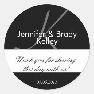 Wedding Bride and Groom Monogram K Favor Sticker