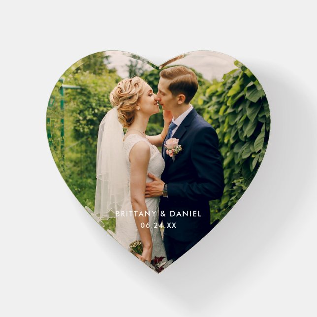Wedding Bride and Groom Photo Heart Paperweight (Front)