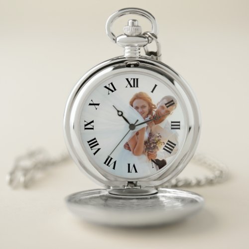 Wedding Bride and Groom Photo Keepsake Pocket Watch