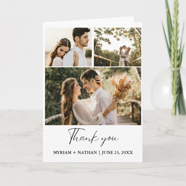 Wedding Bride and Groom Photo Thank You Card (Front)