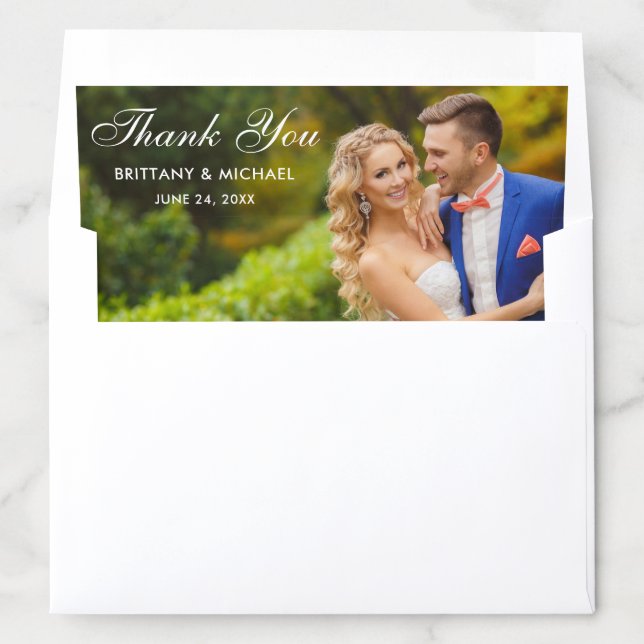 Wedding Bride and Groom Photo Thank You Envelope Liner (In Envelope)