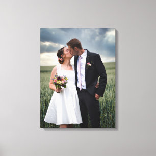 Wedding Bride and Groom Photo with Details Canvas  Print