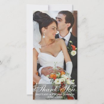 Wedding Bride And Groom Thank You Photo Card Ls W by HappyMemoriesPaperCo at Zazzle
