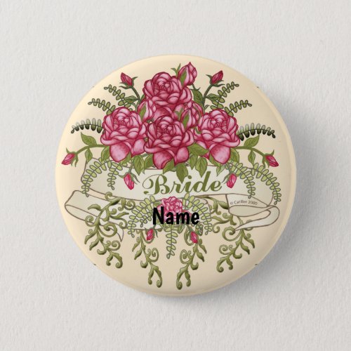 Wedding Bride Banner custom name  pin button