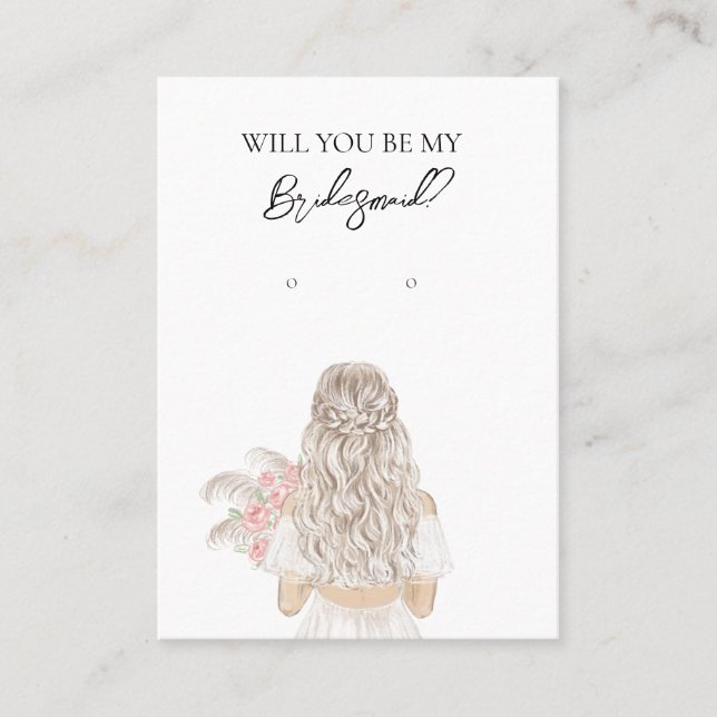 Wedding Bride Bridesmaid Earring Display Card (Front)