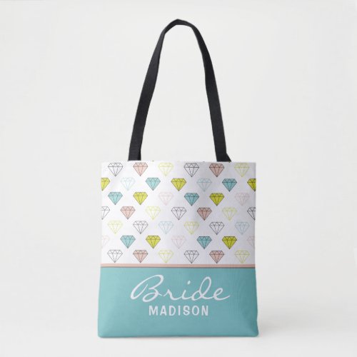 Wedding Bride Diamond Chic Modern Personalized Tote Bag