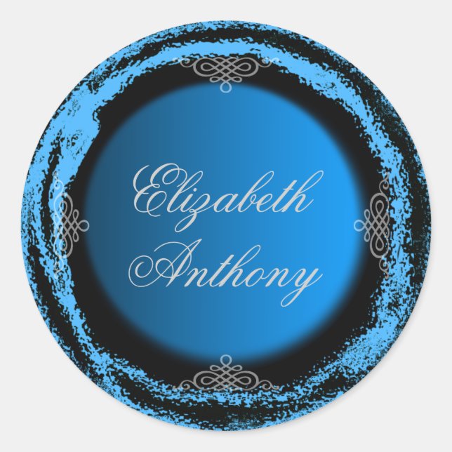 Wedding Bride Groom Blue Sticker Foil (Front)