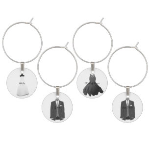Wedding Bride & Groom Bridal Party Wine Charms