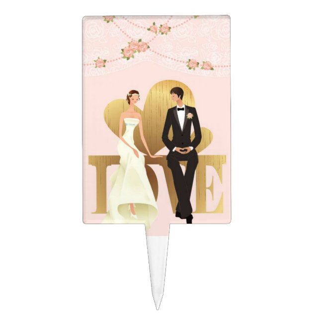 Wedding Bride & Groom Cake Top Cake Topper (Front)