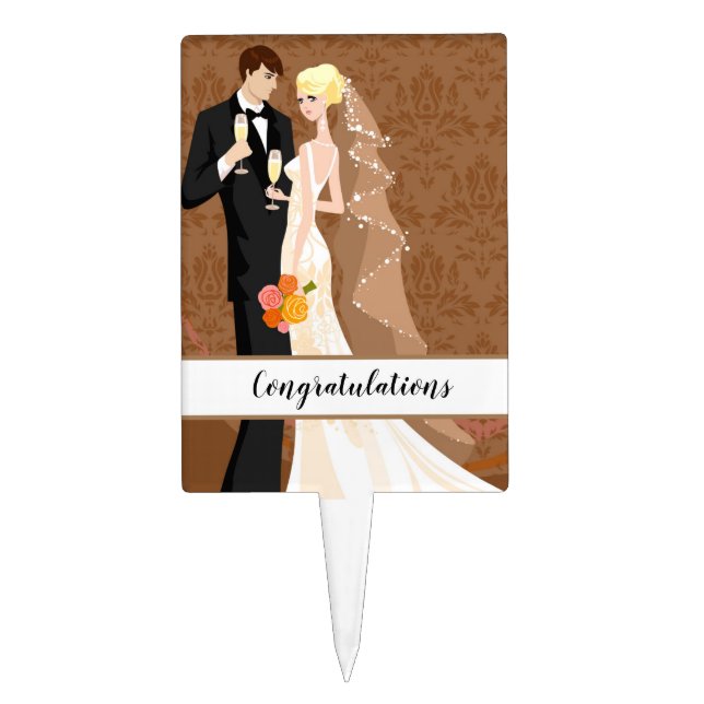 Wedding Bride & Groom Cake Top Topper (Front)