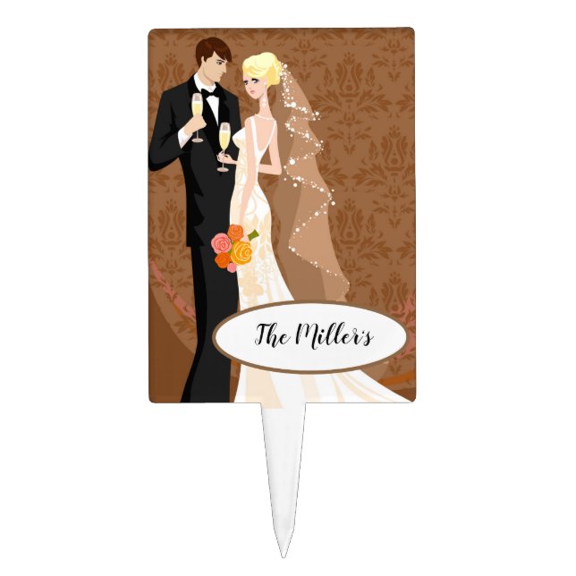 Wedding Bride & Groom Cake Top Topper (Front)