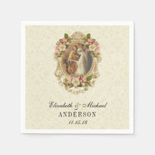Wedding Bride Groom Catholic Marriage Mary Joseph  Napkins