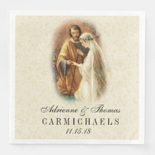 Wedding Bride Groom Catholic Marriage Mary Joseph Paper Dinner Napkins