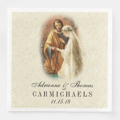 Wedding Bride Groom Catholic Marriage Mary Joseph Paper Dinner Napkins