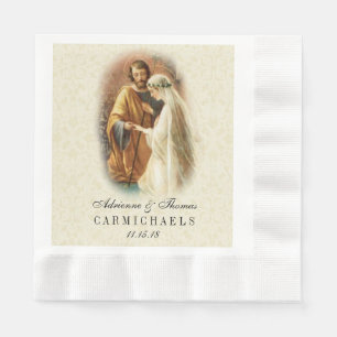 Wedding Bride Groom Catholic Marriage Mary Joseph Paper Napkins