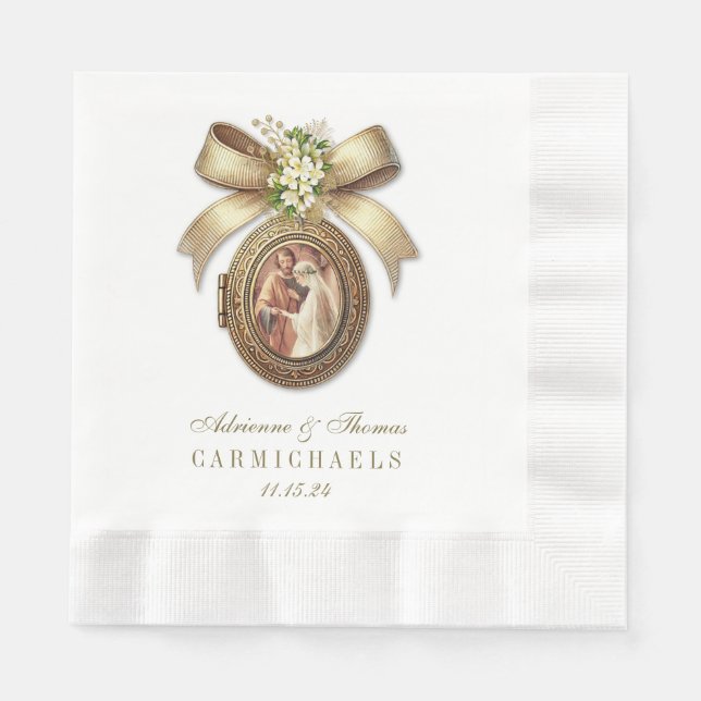 Wedding Bride Groom Catholic Matrimony Mary Joseph Napkins (Front)