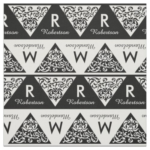 Wedding Bride Groom Custom Monogram Elegant Fabric
