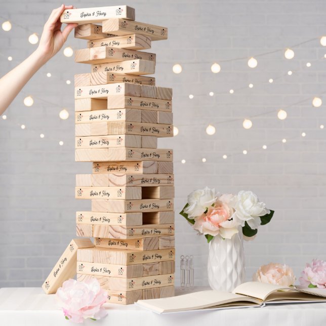 Wedding Bride Groom Cute Stick Figure Couple Topple Tower (Wedding)