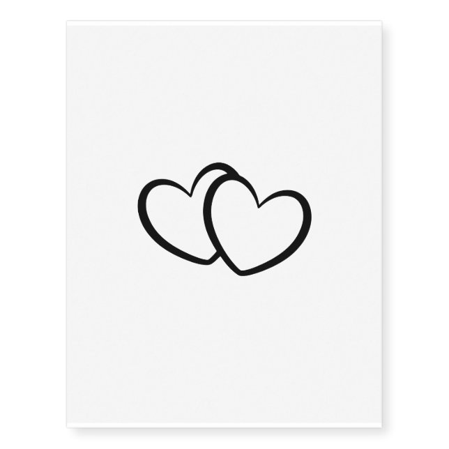 Wedding Bride Groom Double Heart Temporary Tattoo (Front)