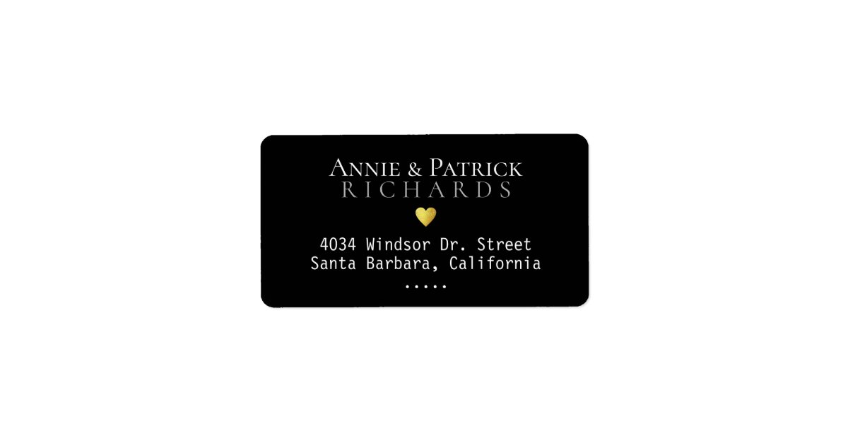 wedding bride groom family name love black address label | Zazzle.com