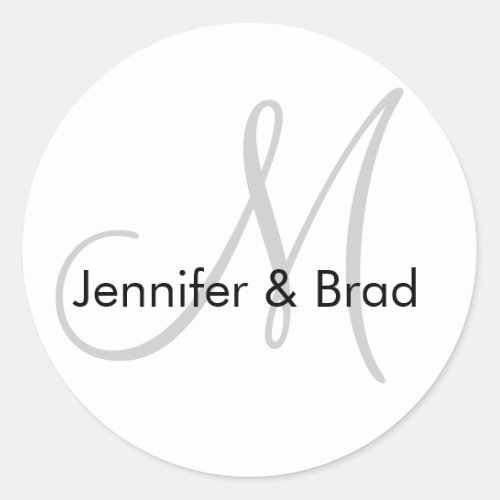 Wedding Bride Groom Grey Black Monogram Sticker