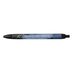 Wedding Bride Groom Guest Gift Blue Marble Pen