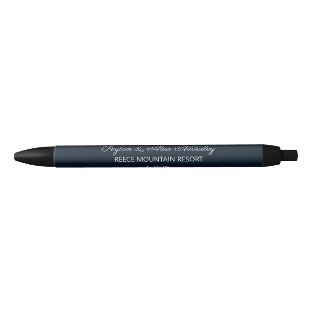 Wedding Bride Groom Guest Gift Navy Blue Pen (Front)