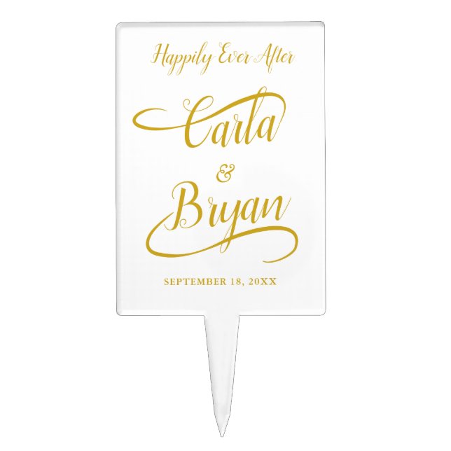 Wedding Bride & Groom Handwritten Calligraphy Cake Topper (Front)