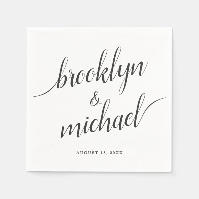 Wedding Bride & Groom Handwritten Calligraphy Napkins (Front)