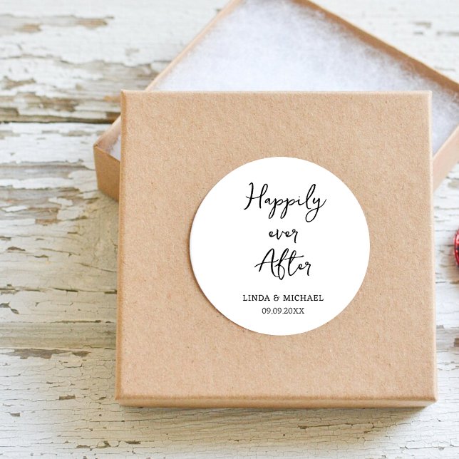 wedding, bride groom, happily ever after, classic round sticker (Creator Uploaded)