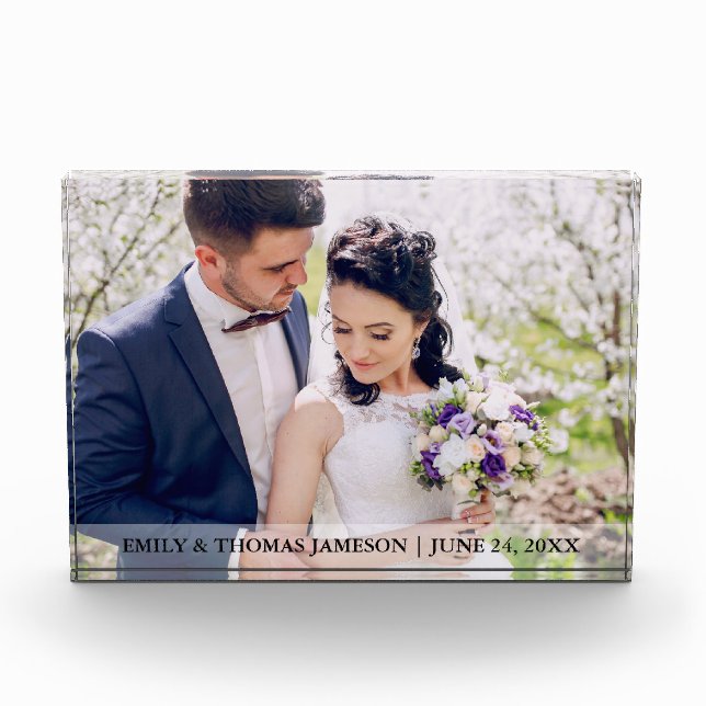 Wedding Bride & Groom Name Date Photo Block (Front)
