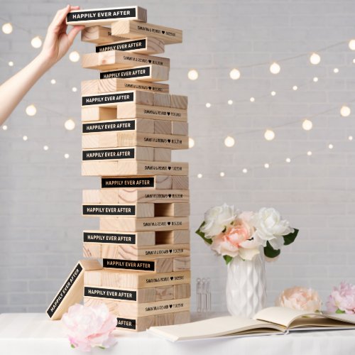 Wedding Bride Groom Names Happily Ever After Party Topple Tower