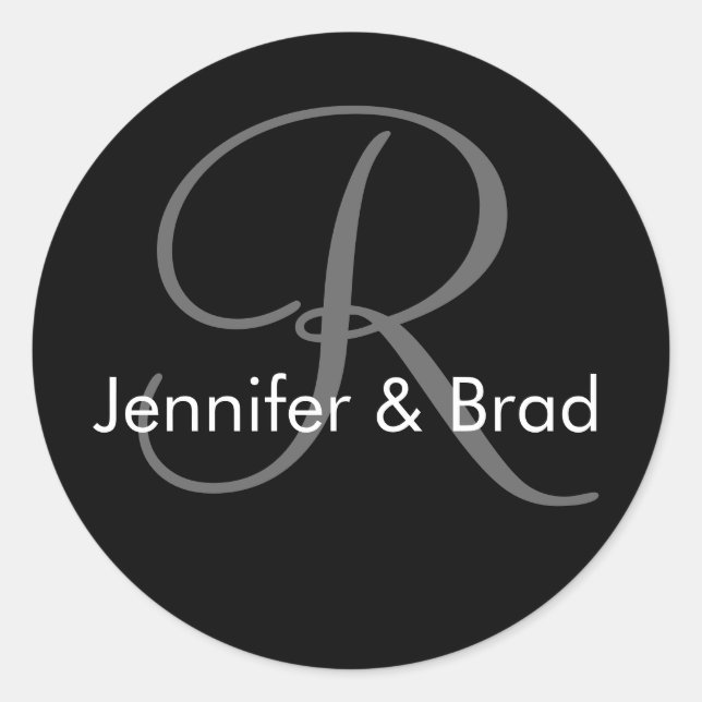 Wedding Bride Groom Names Monogram R Sticker (Front)