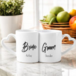 Wedding Bride Groom Newlyweds Lovers' mug<br><div class="desc">Bride Groom Newlyweds Lovers Mug,  Personalize by adding Bride and Groom Names</div>