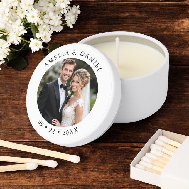 Wedding Bride Groom Photo Couple Mini Candle Favors (Creator Uploaded)