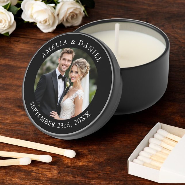 Wedding Bride Groom Photo Couple Mini Candle Favors (Creator Uploaded)