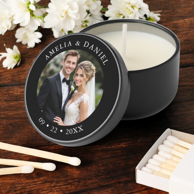 Wedding Bride Groom Photo Couple Mini Candle Favors (Creator Uploaded)